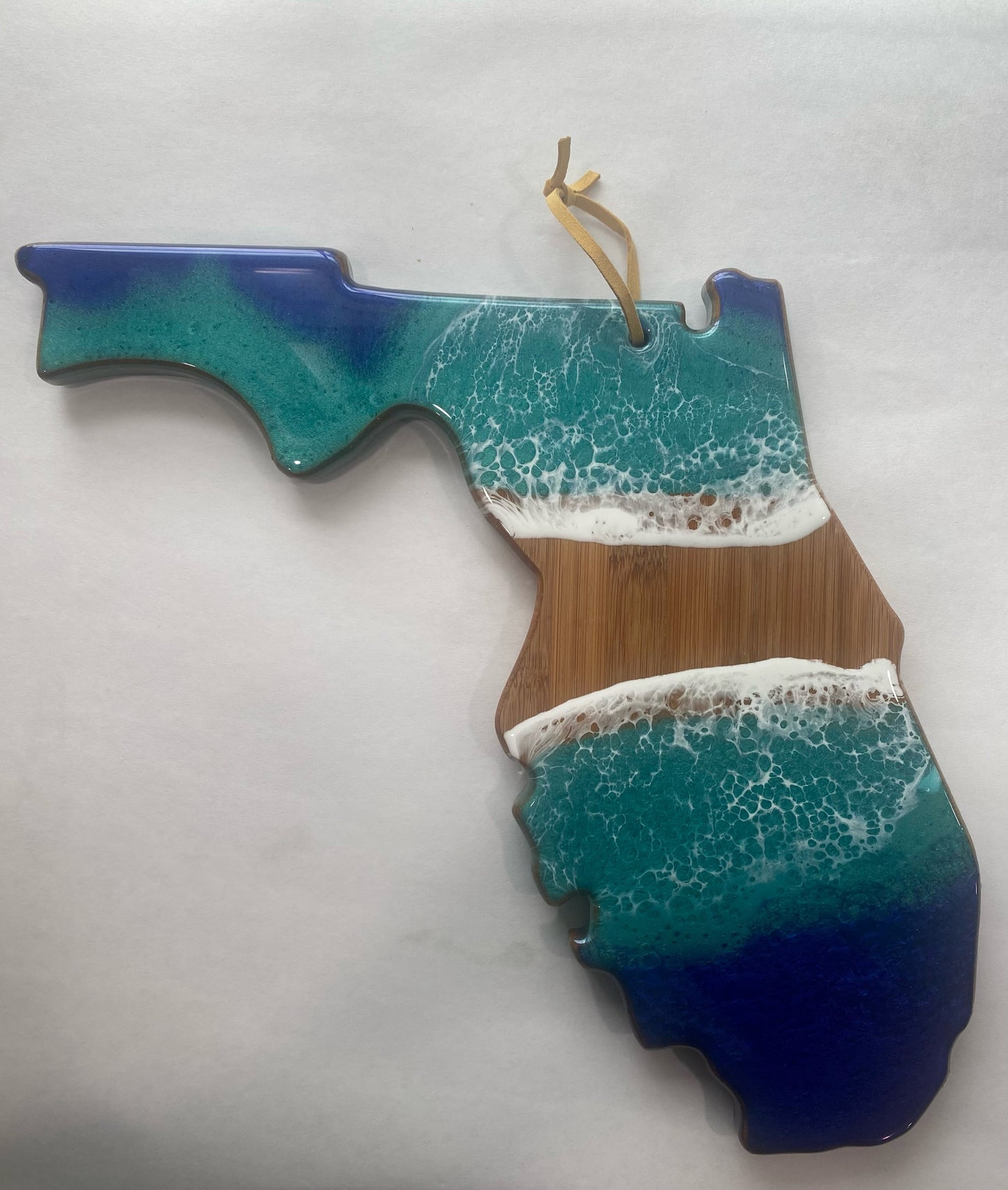 State of Florida Bamboo Charcuterie Board - Ocean Waves