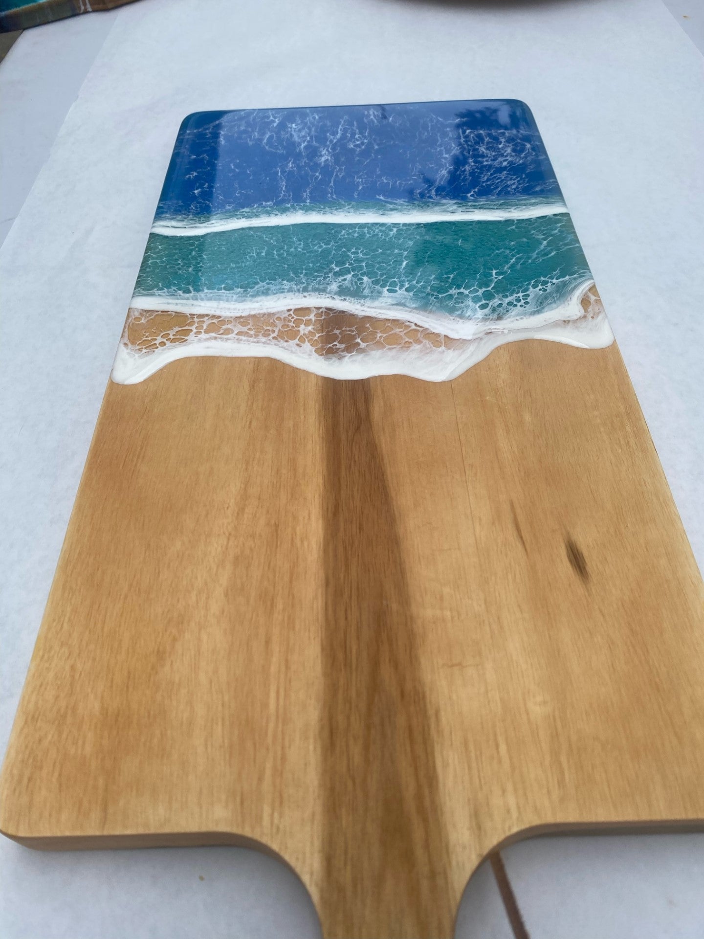 Large Wood Square Charcuterie Board - Ocean Waves