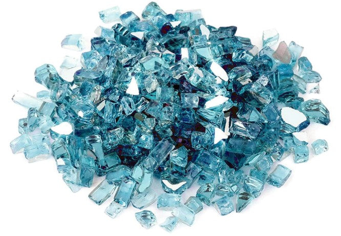 Crushed Aqua Blue Reflective Glass