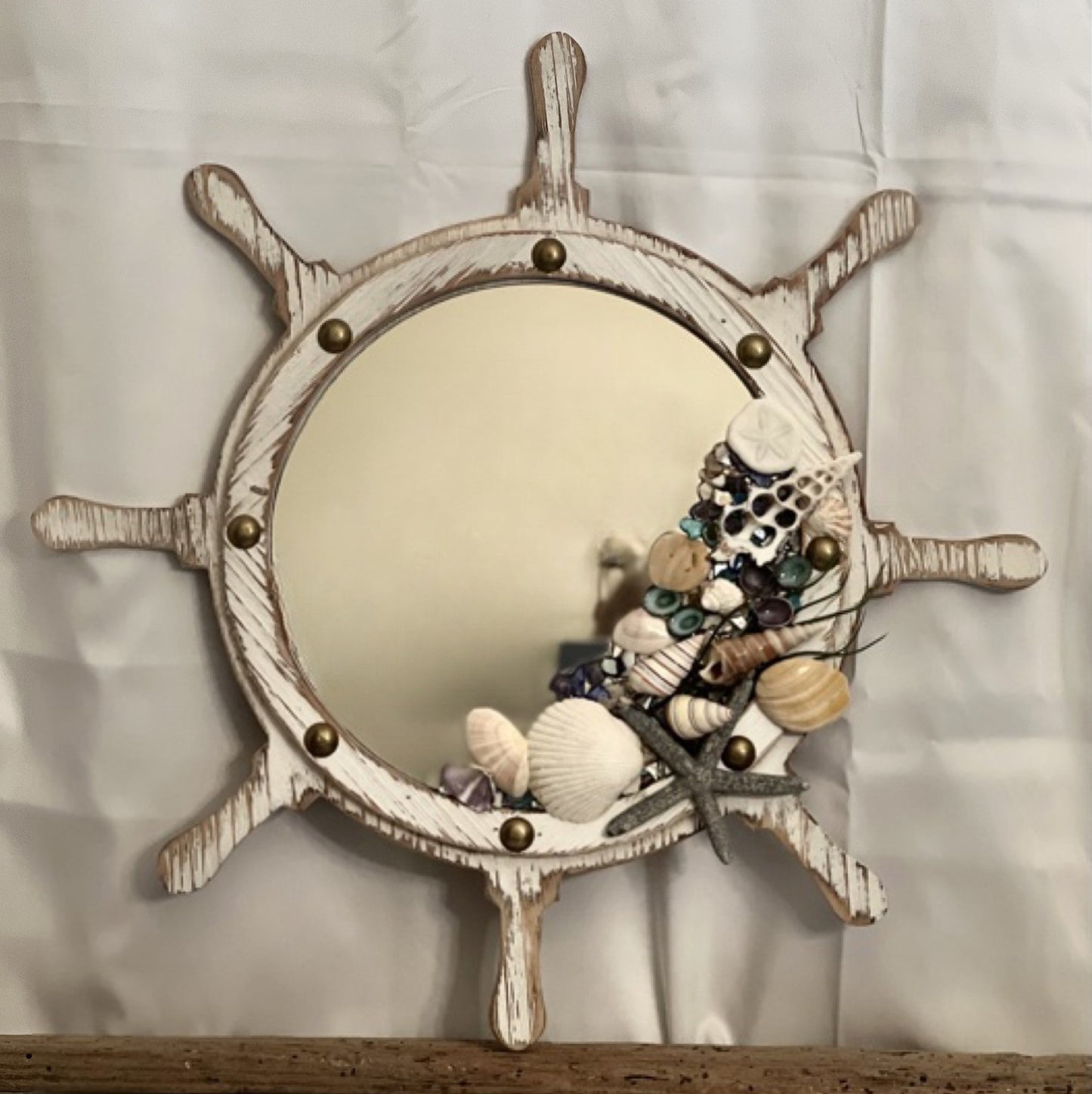Nautical Ship's Wheel Mirror - Resin on Glass