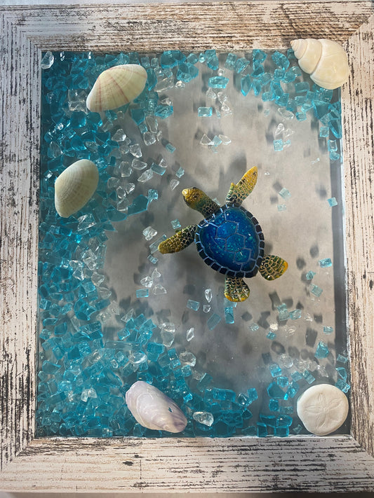 DIY Resin Art - Turtle & Glass for 8x10 Frame or Canvas