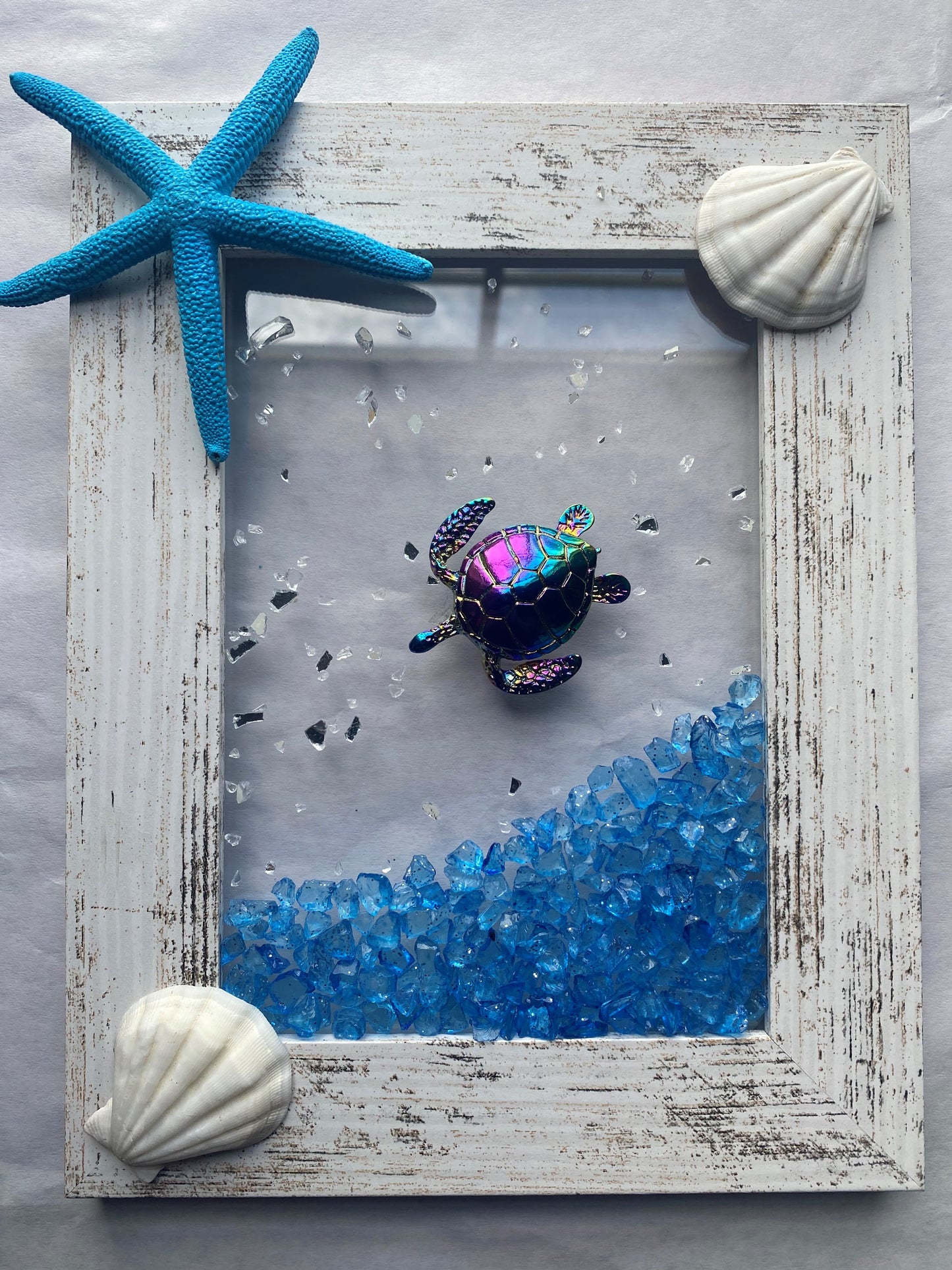 DIY Resin Art - Iridescent Turtle & Glass for 5x7 Frame or Canvas
